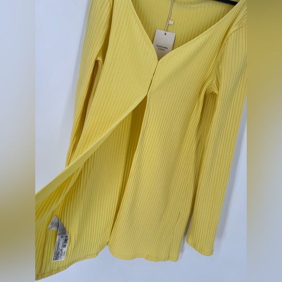 MNG Mango Ribbed Knit Open Front Bottom Slit Cardigan - Picture 4 of 7